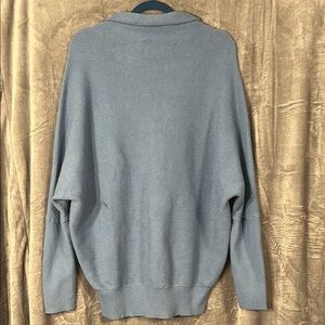 Eesome Blue Cowl Neck Sweater with Relaxed Fit